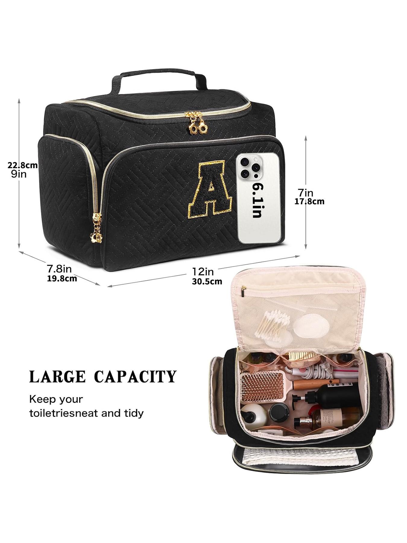 Large Wide-Open Travel Toiletry Bag, Lightweight Makeup Cosmetics Organizer with Handle, Essential Toiletries Storage for All Seasons, Travel Cosmetic Bags, Cosmetic Pouch