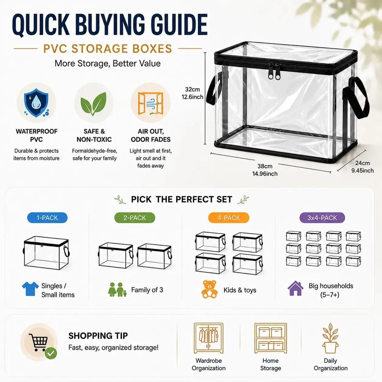 Large Clear Thick Plastic Storage Box with Hinged Lid, Heavy-Duty Durable High-Capacity Organizer for Home, Moving, Attic Large Clear Thick Plastic Storage Box with Hinged Lid, Heavy-Duty Durable High-Capacity Organizer for Home, Moving, Attic