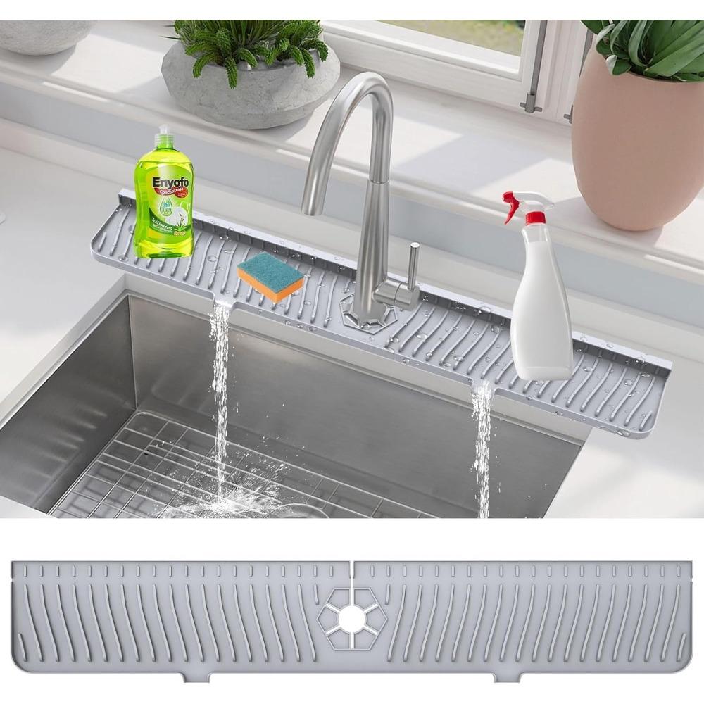 Silicone pad, silicone faucet water collection pad, kitchen sink anti-leakage drying pad, anti-slip drainage and splash-proof guard water collection pad, exquisite faucet kitchen accessories, household appliances, dishcloth holder