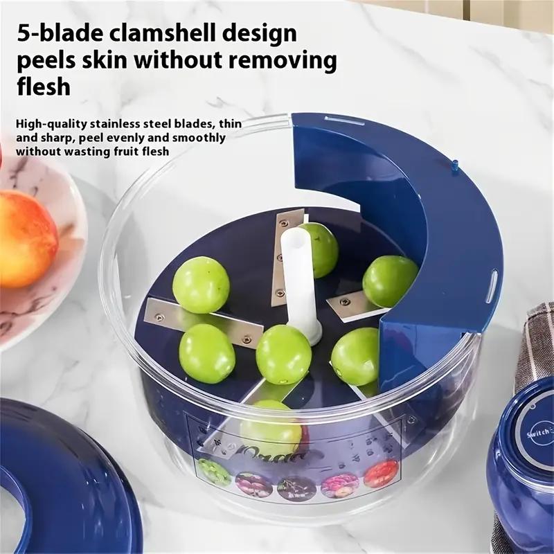 One-button operation fully automatic fruit and vegetable peeler, grape peeler, tomato peeler, garlic peeler, kitchen fruit and vegetable peeler, vegetable and fruit slicer, fast and easy multi-function food processor