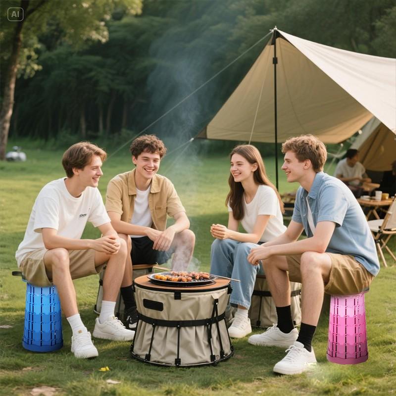 Upgrade Outdoor Expandable Folding Stool with Handle, Portable Outdoor Chair, Durable Lightweight, Holds Up to 400 Lbs, Portable Design for Camping Fishing Sketching Hiking BBQ