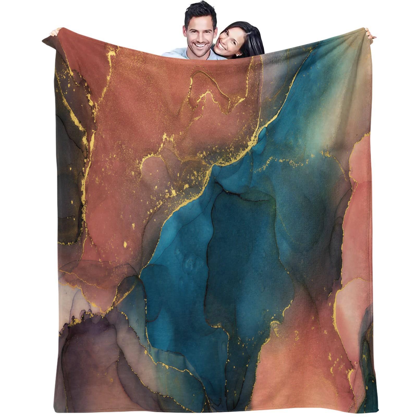 Marble Ink Print Blanket, Soft Warm Breathable Comfortable Skin-Friendly, Multiple Styles Available, Suitable for All Ages, Sofa Bed Use, Ideal Gift