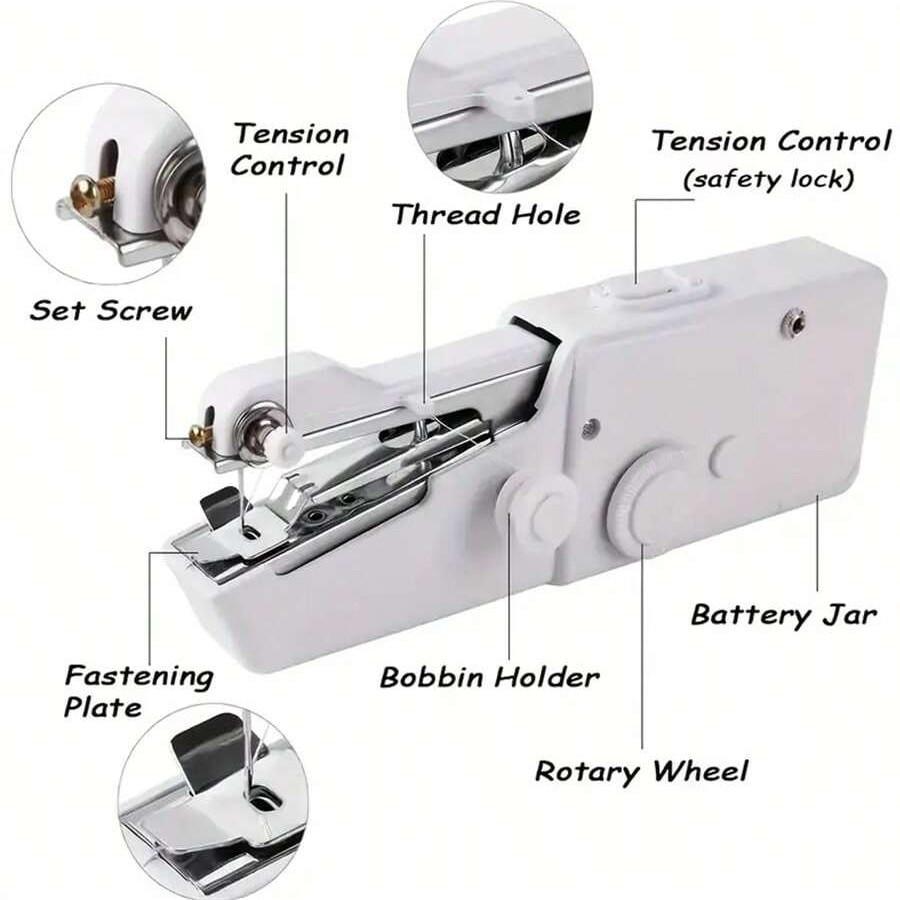 Portable Handheld Sewing Machine, Mini Sewing Tool for Fabric, Clothing, Quick Stitching, No Battery Included, Random Aa Batteries