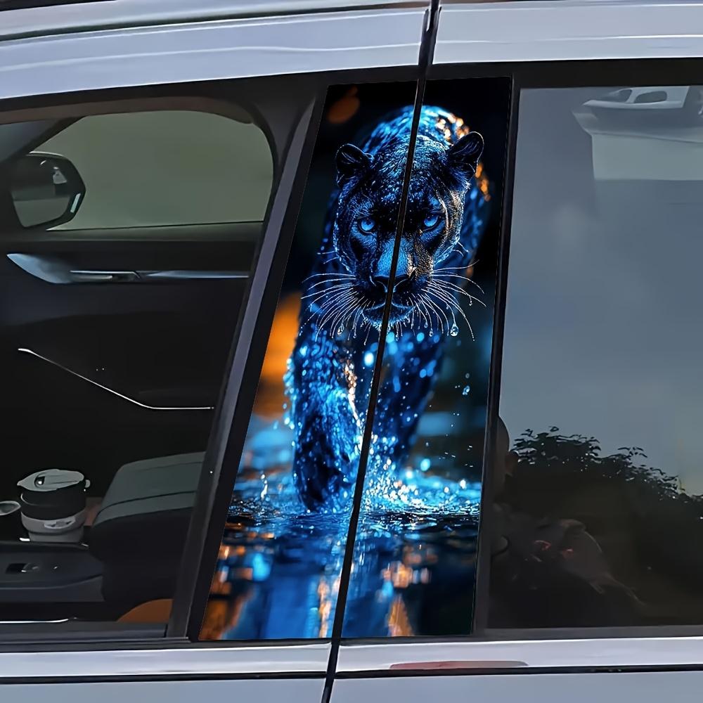 2-piece Angry Leopard - Leopard Skin Vinyl Car B-pillar Protective Stickers for Water Walking, Sticker For Cars, Self Adhesive Protective Film