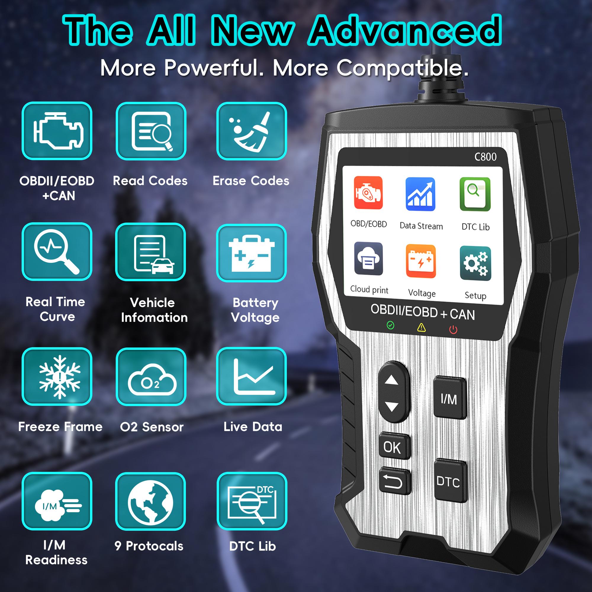 Professional OBD2 Scanner Diagnostic Tool, Check Engine Code Reader with Reset, Engine Fault Scanner, Diagnostic Scan Tool, OBDll/EOBD Car Diagnostic Tool