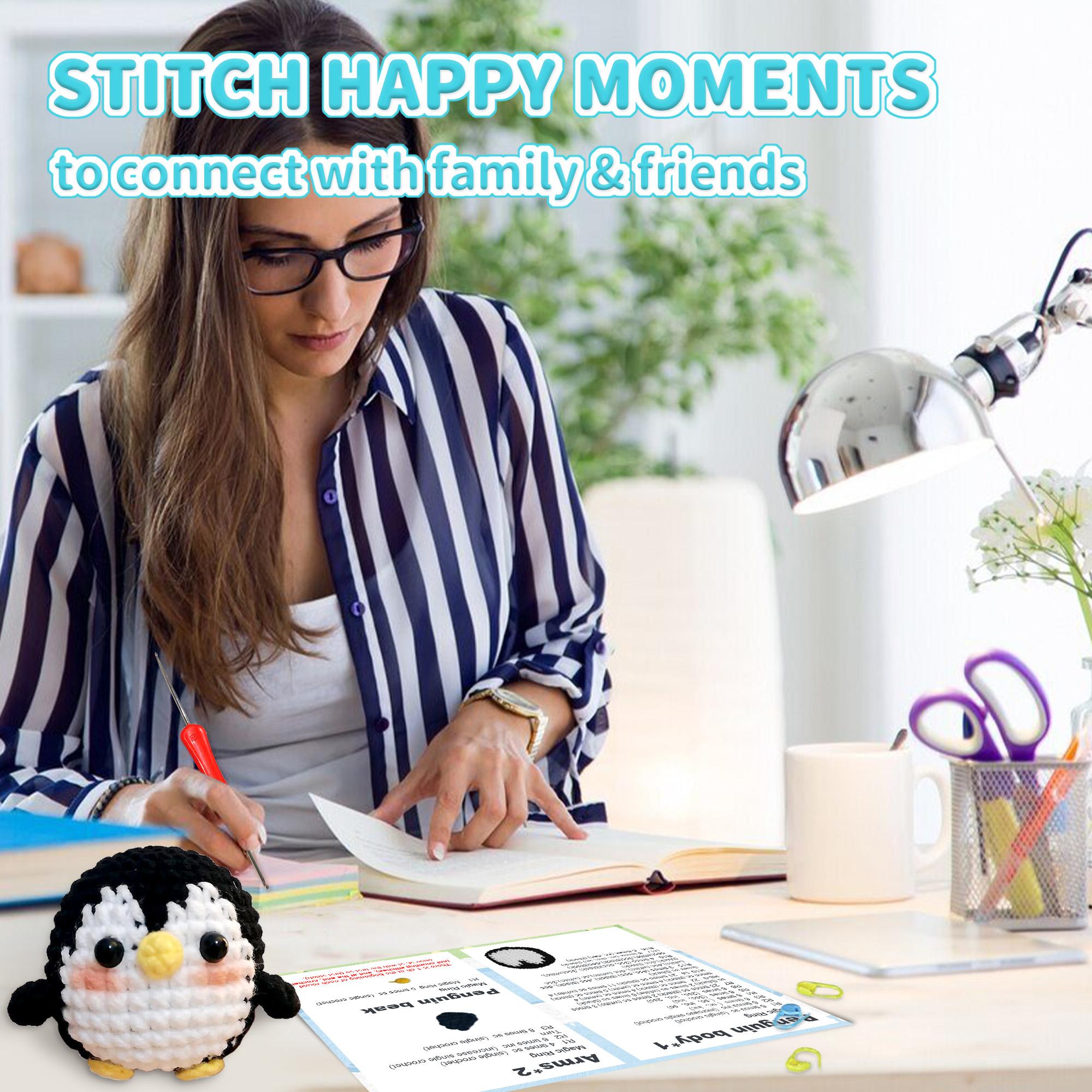 Penguin Crochet Material Package, Cute Stuffed Animal Kit, Include Videos Tutorials, Yarn, Seam Markers And Instructions, Handmade Crochet Penguin (Accessories In Random Color）