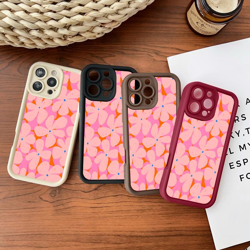 Softcase for iPhone11/12/13/14/15/16/17/promax/x/xs/xr/xsmax CaseRetro Pink Floral Anti-Fall Shockproof Protective Slim Cover