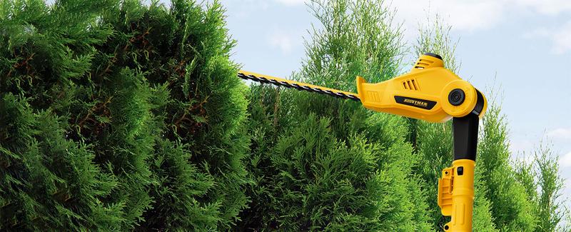 Alloyman 20V MAX Pole Hedge Trimmer,Telescoping Pole Hedge Trimmer,with 2 Packs 2.0Ah Batteries & Charger,8 Feet Hedge Trimmer for Shrubs Pruning