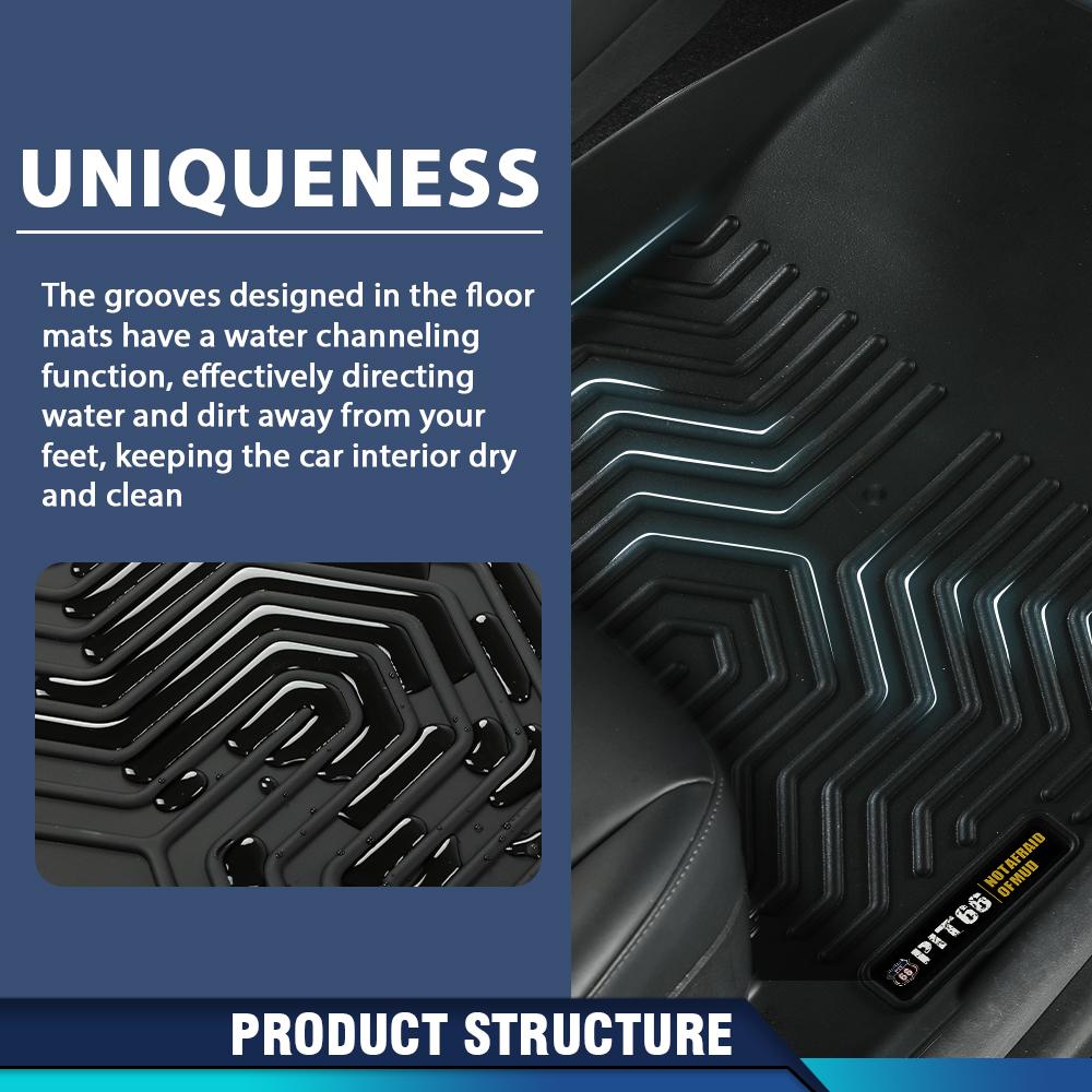 CROSSDESIGN TPE Floor Mats Fit For 2023-2024 Honda Pilot Floor Mats Set Tpe All Weather 3 Row Liners 4pcs