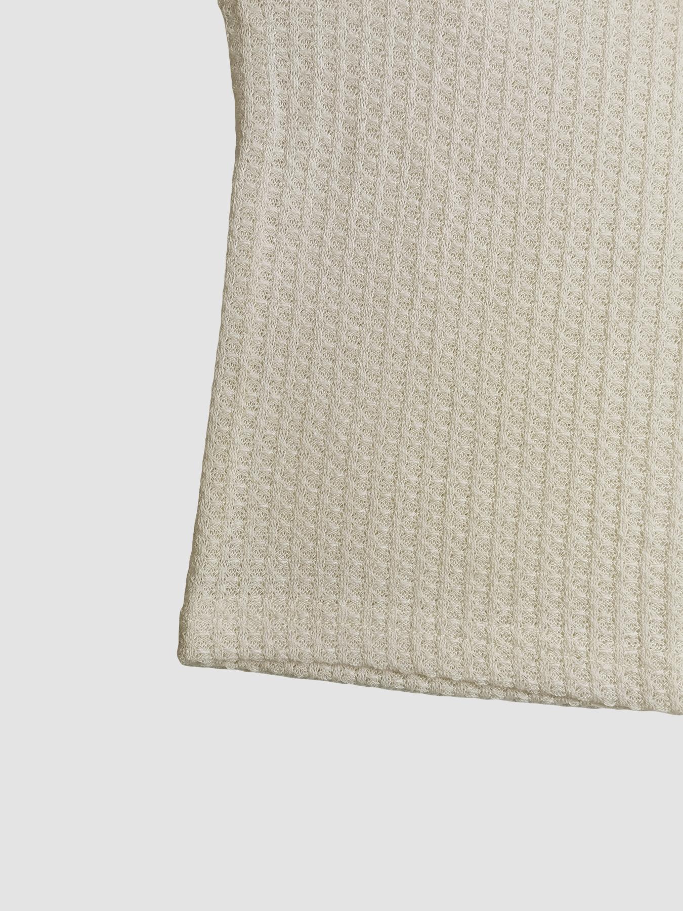 Women's Solid Color V Neck Drop Shoulder Long Sleeve Casual Loose Waffle Knit T-Shirt, Basic Spring & Fall Fashion, Comfortable Fit