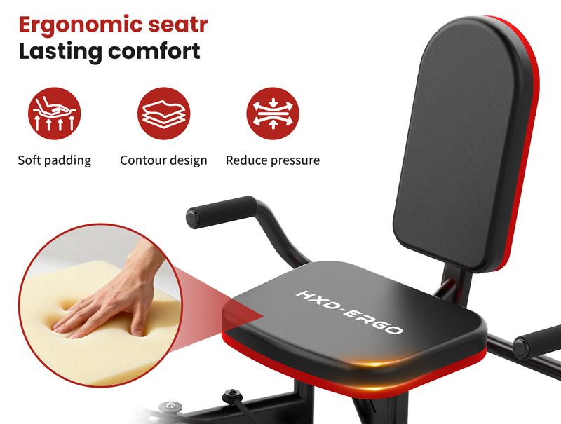 HXD-ERGO Hip Abductor Machine for Home Gym, 4-Level Glute Machine & Thigh Workout Equipment, Booty Builder with Plush Padding, Compact Leg Exercise Euipment for Women & Men