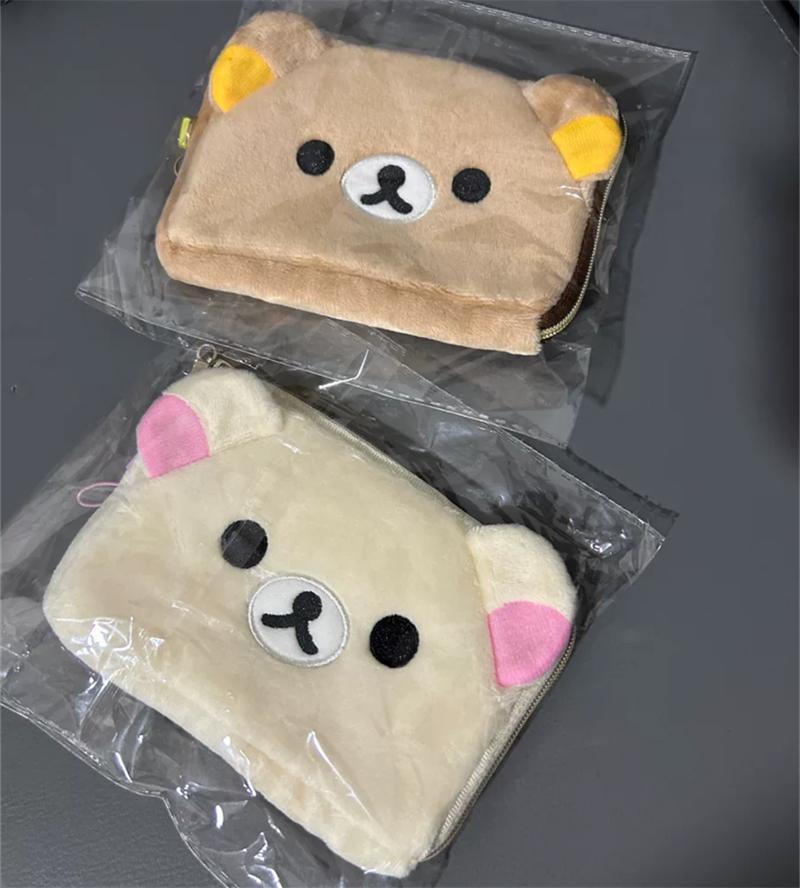 Rilakkuma Korilakkuma Plush ID Card Holder Pass Case Cartoon Bear Kawaii Cute Key Holder for Women Key Wallet Pouch
