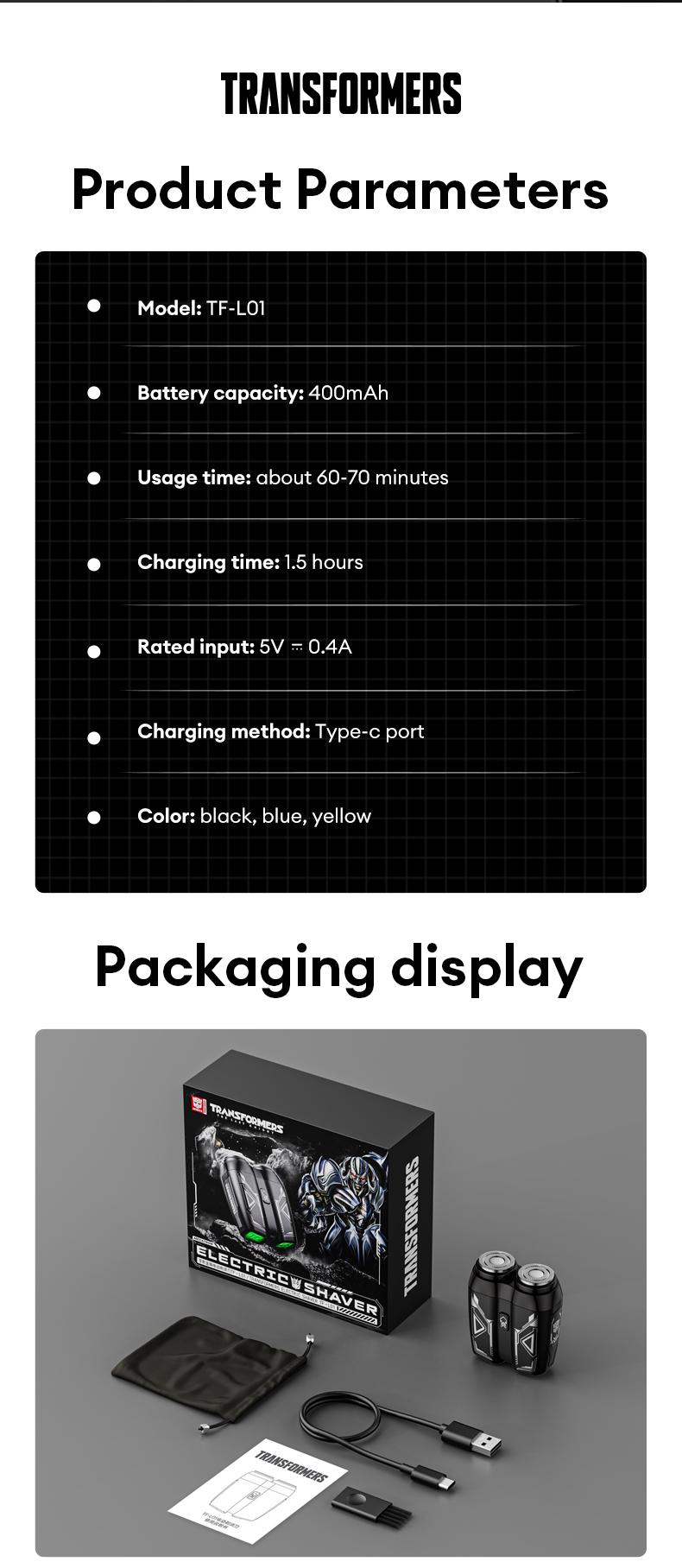 TRANSFORMERS Mini Shaver, 360° Floating Head, Dual-Arc Blade Net, Portable & Waterproof, Ultra-Long Battery Life, Best Gift