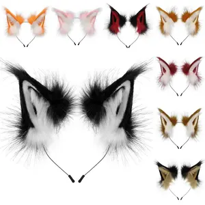 Animal Faux Fur Fox Wolf Ear Headband Furry Handmade Hairband Headwear Costume Cosplay Accessories