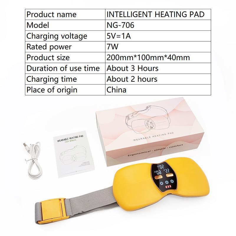 Heating Pads,  Period Cramp Massager Portable Cordless Heating Pad with 3 Heat Levels and 3 Massage Modes for Back Pain Relief Menstrual Heating Pad Hot Compress Heat Pad (Pink)