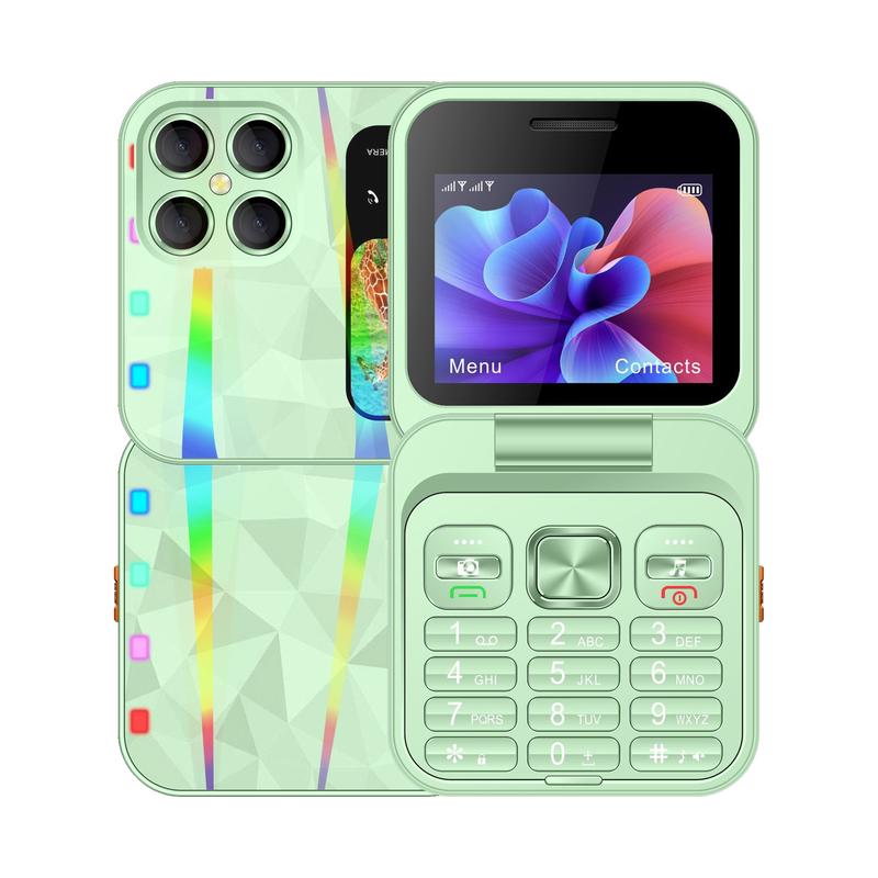 FUFFi-Foldable Mini Phone ，Glowing , 2.4 Inch Display, Dual Sim Support, Fm Radio, Fun Student & Kids Mobile Device