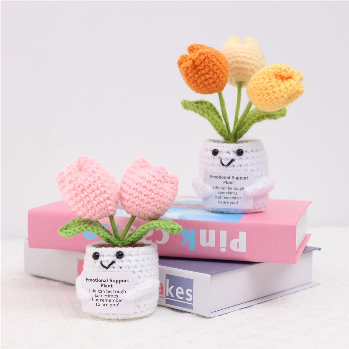 Crochet Flower Pot, 4 Counts/set Cute Crochet Flower Pot, Emotional Support Mini Knitting Flower Pot, Home Decor for Living Room Bedroom, Crochet Artificial Flowers Crochet Flower Pot, 4 Counts/set Cute Crochet Flower Pot, Emotional Support Mini Knitting Flower Pot, Home Decor for Living Room Bedroom, Crochet Artificial Flowers