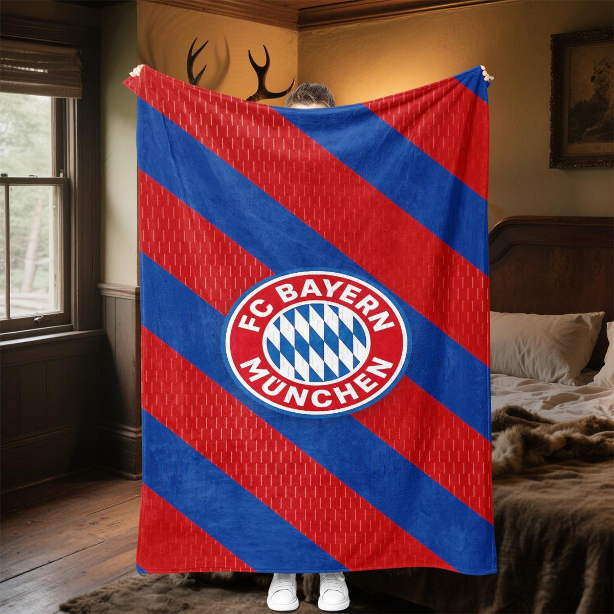 FC Bayern Munich Printed Cute Cartoon Plush Blanket Suitable for All Seasons, Soft and Comfortable Sofa Mattress Office Outdoor Blanket Camping Travel Home Blanket Black Friday Christmas Gift C1699