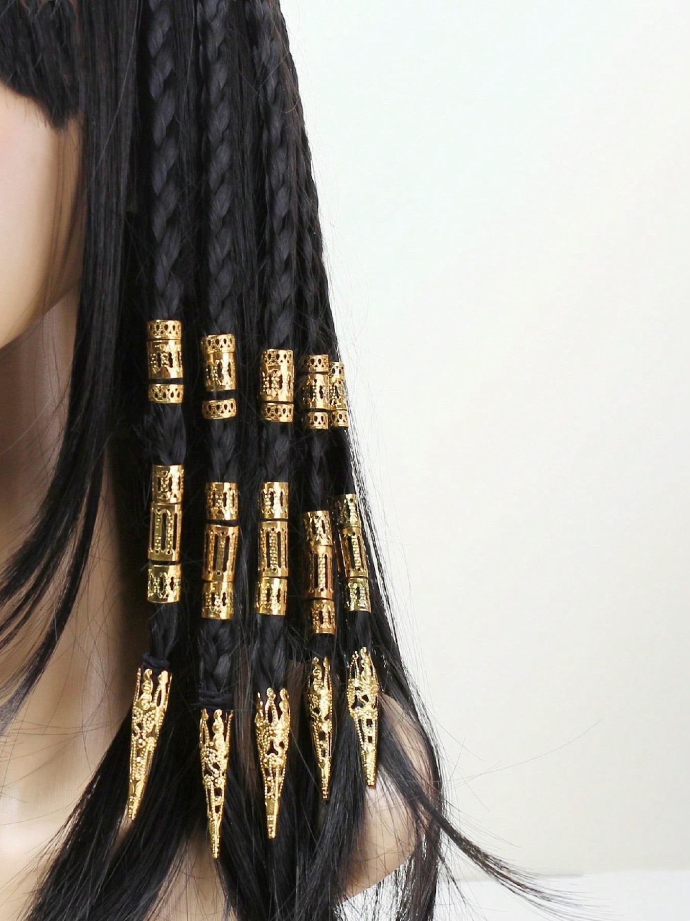 50pcs Personalized Combination Dreadlocks Beads Hair Braid Rings Clips Dread Locks Hair Braiding Cuffs Decoration/Accessories