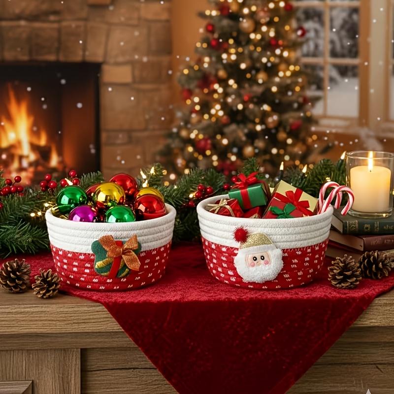 Warm Christmas Woven Storage Basket Cartoon, Party Holiday Storage Basket, Desktop Storage Basket Key Storage, Can Be Used for Candy/Christmas Gingerbread Storage/cosmetic Storage, Gift Box Decoration Storage Box, Valentine's Day/Easter Gifts.