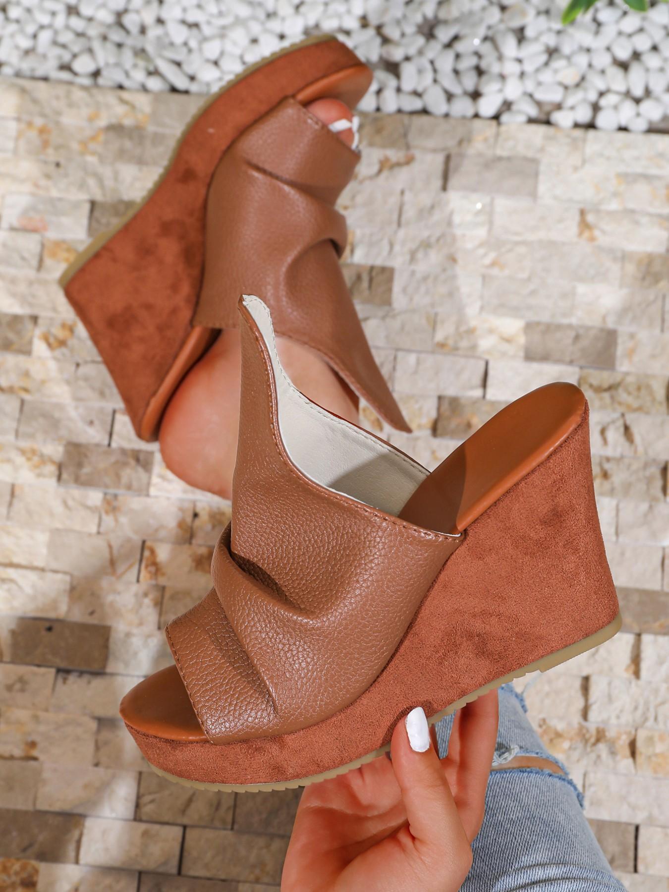 Women's 10cm Sexy Fashion Waterproof Rubber Platform High Heel Sandals, PU Leather Party Nightclub Shoes, Open Toe Below-Ankle Sandals