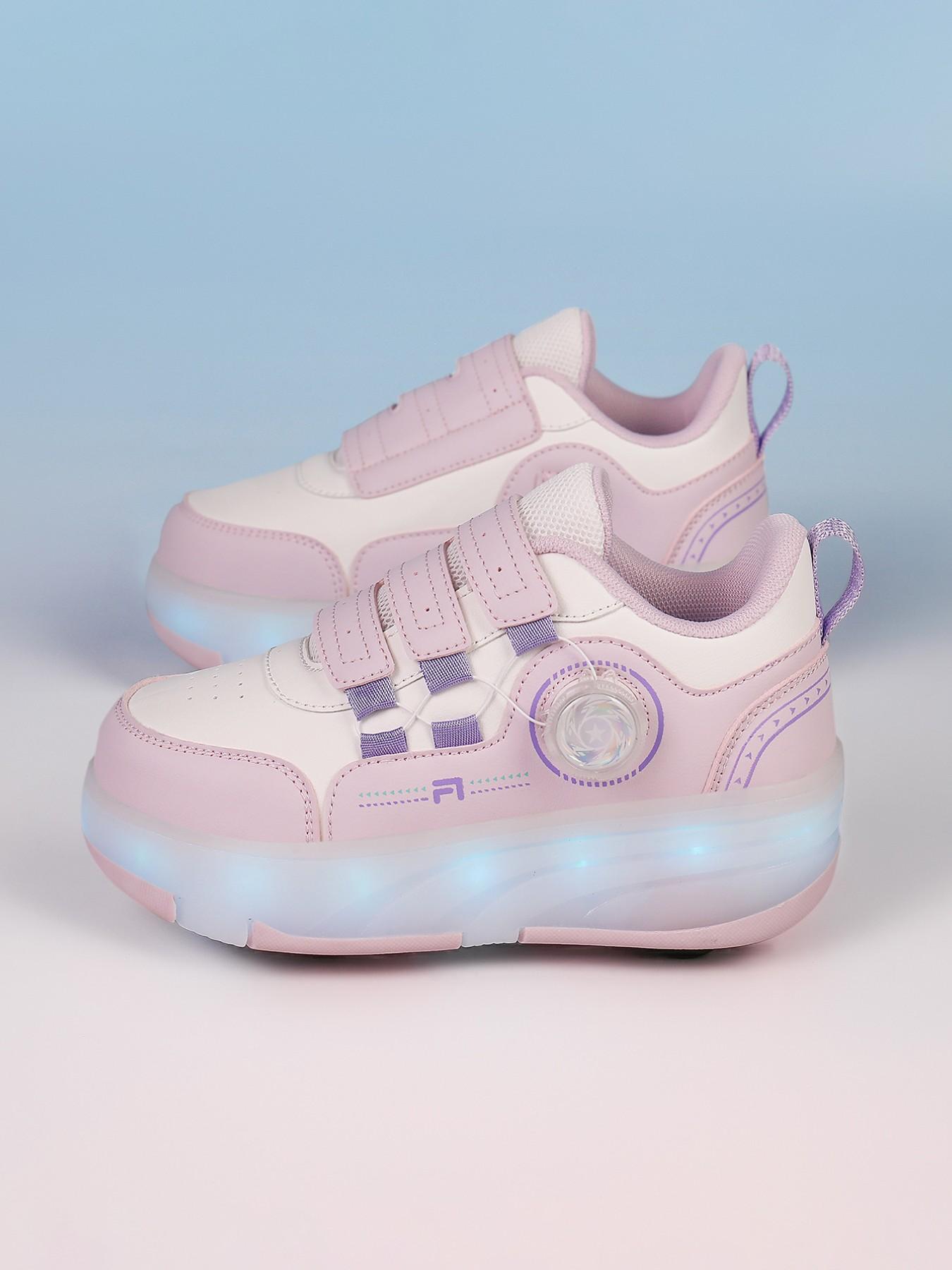 Girls' LED Light-Up Roller Skates, PU Leather Four-Wheel Inline Skates, USB Rechargeable, Detachable Wheels, All-Season Casual Shoes, Shoes With Wheels