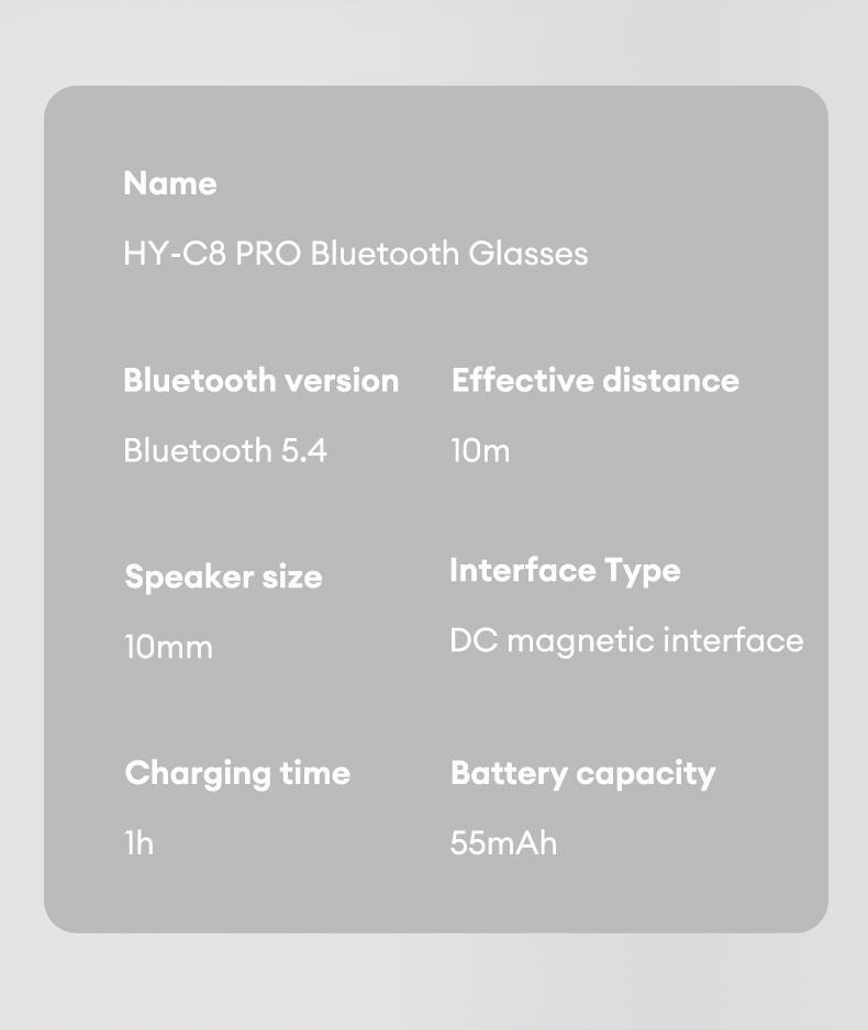 HYUNDAI C8 Pro AI Smart Glasses Wireless Headphone Smart Glasses For Listening To Music & Calling, Support Languages Bluetooth Translation Audio & Video Call Translation Glasses for Women & Men