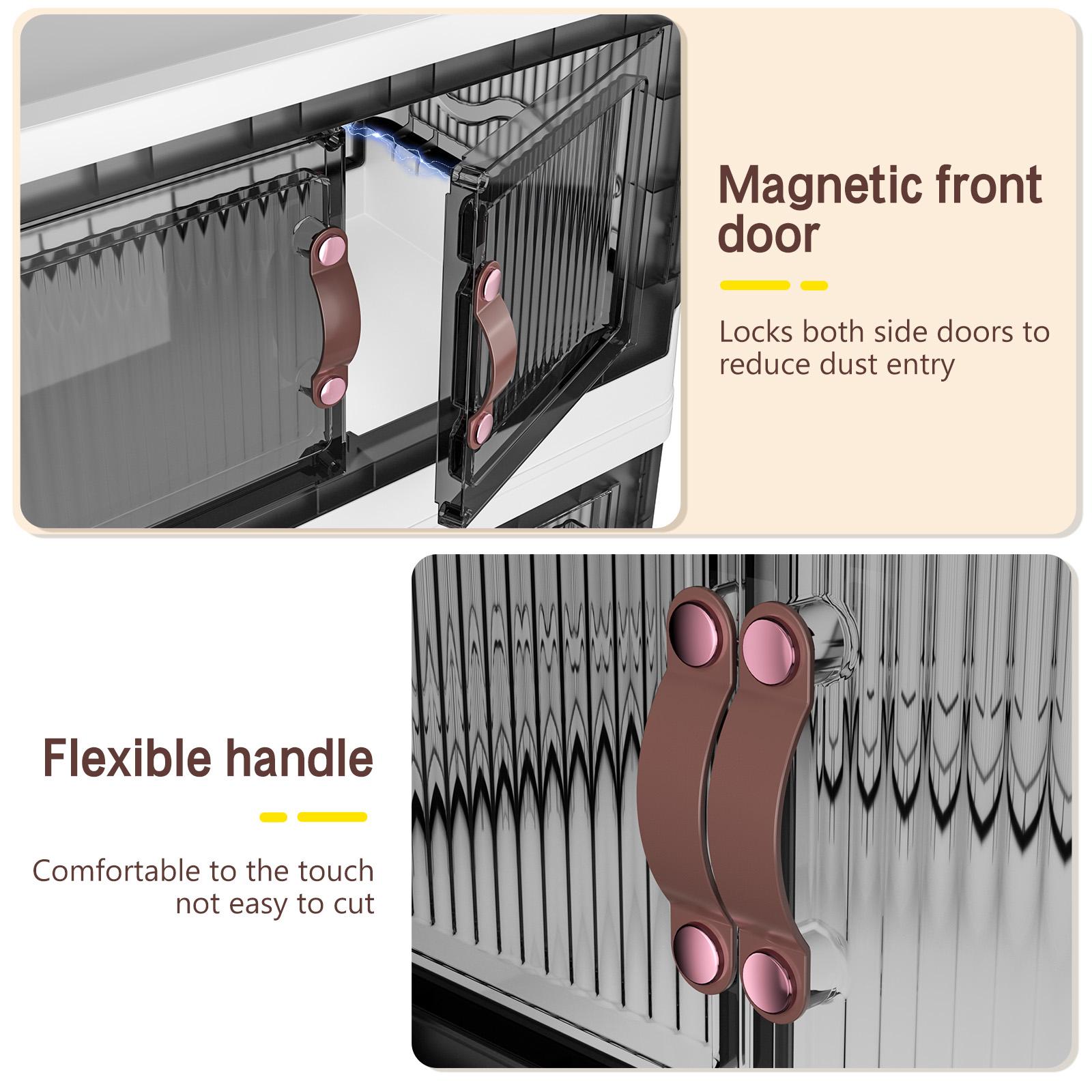 7CODE 4 Tier Plastic Storage Bins with Lids , Stackable Storage Containers with Wheels, Folding Storage Boxes, Collapsible Storage Bins, Closet Organizers and Storage for Living Room,Kitchen,Office,Dorm