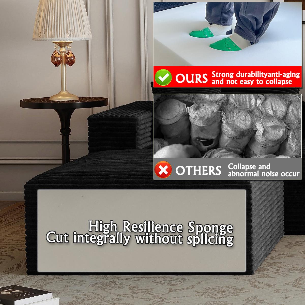 141.73"x70.87'' Boneless Couch Modular Sectional Sofa ，Oversized Cloud Couch Sectional with Deep Seats, Free Combination，Wide-Strip Corduroy Fabric, Compressed No-Assembly Couches for Living Room