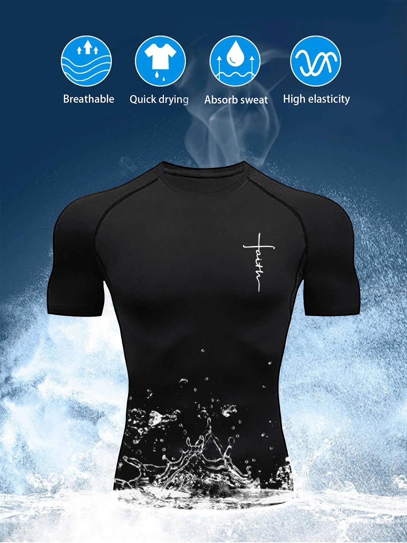 Men's Dragon Print Compression T-Shirt Activewear Workout Rash Guard, Quick-Dry Breathable Stretch Fabric, Tight-Fitting Short Sleeve Top for Fitness and Outdoor Activities
