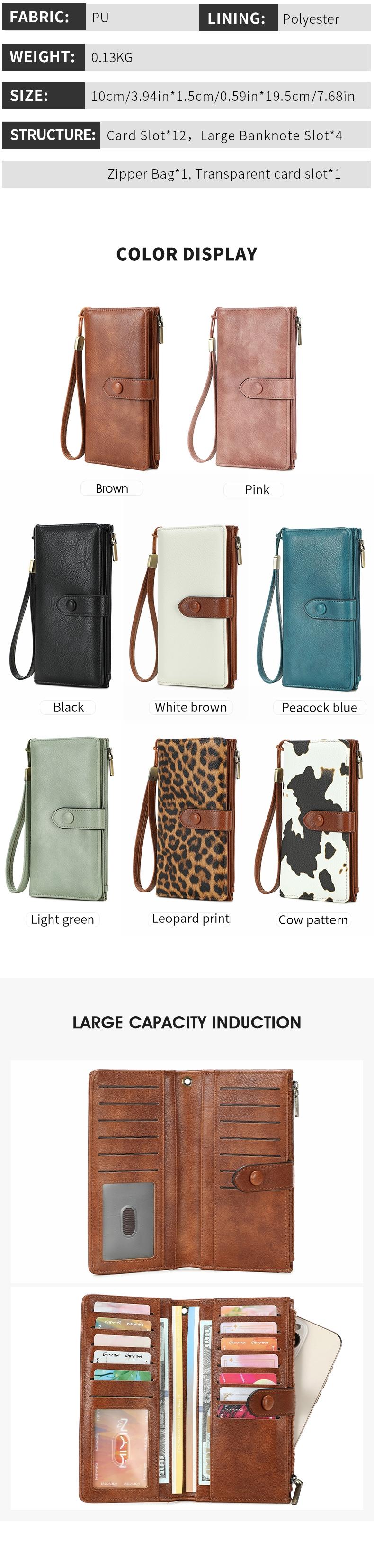 Women's RFID Blocking Wallet, Dual-Fold Zipper Coin Pouch, Wrist Strap, ID Window, Compact Durable Design, Fashion Accessory, Casual Trendy Wallet, RFID Blocking Purse