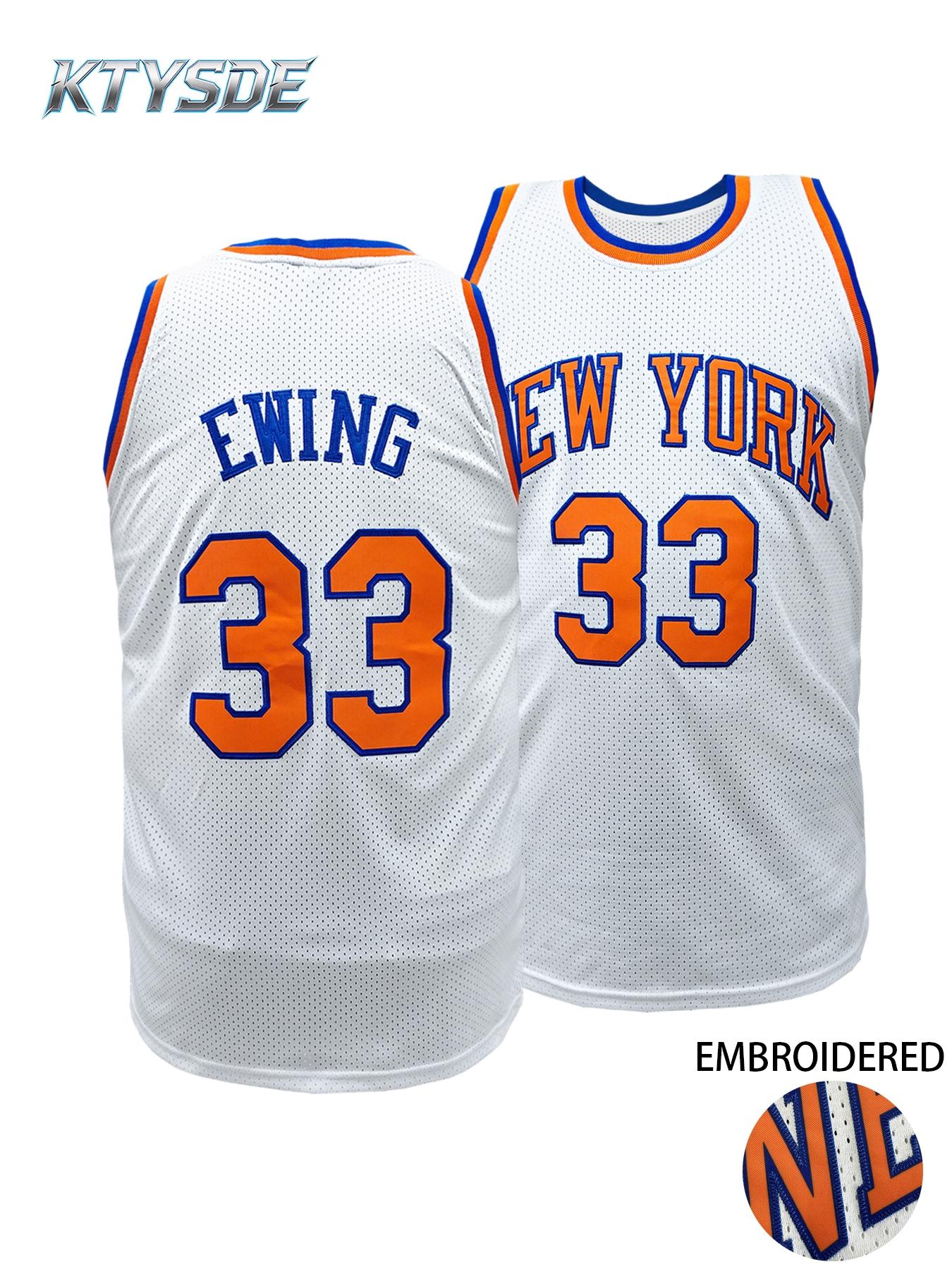 KTYSDE Premium Embroidered New York 33 Basketball Jersey, Embroidered Basketball Jerseys, Jersey Top, Sporty Sports Top, Breathable Comfortable Mesh Sports Shirt, Unisex Retro Athletic Uniform for All Occasions