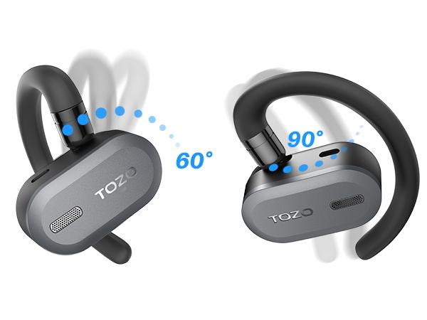 TOZO Open Buds Lightweight True Open Ear Wireless Earbuds with Multi-Angle Adjustment Audio Earphones sport earbuds Headphones Electronic Headset wireless earphone app control open-ear headphone Black headphones bluetooth noisecancellingheadphones