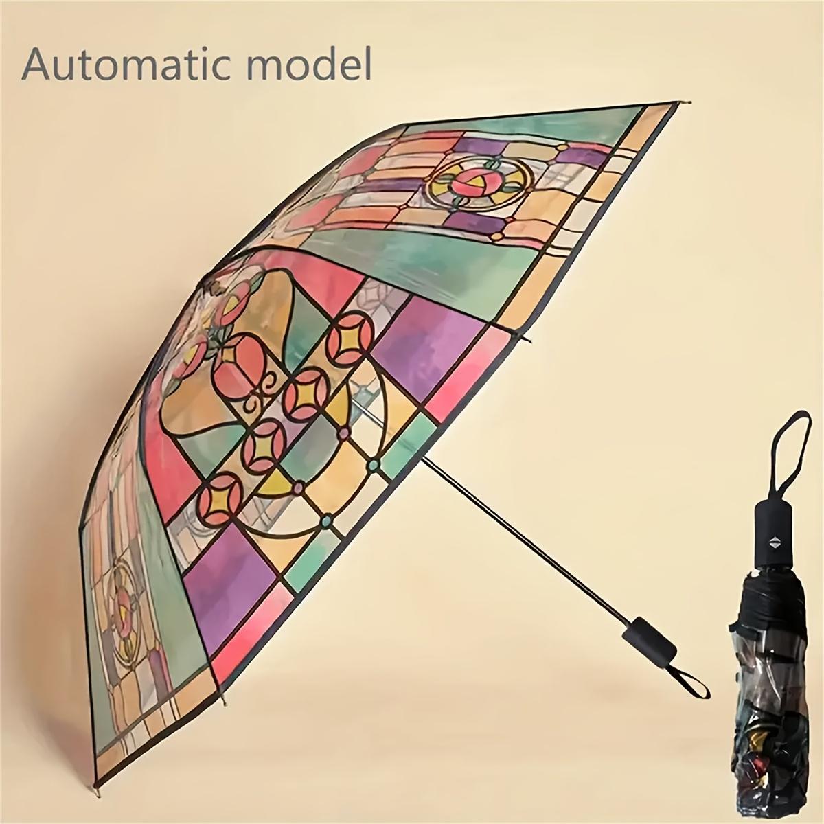[Automatic Color Umbrella] Windproof Automatic Color Umbrella - Stylish Unisex Design with 8 Reinforced Ribs, Perfect Gift for Father's Day, Halloween, Christmas or Valentine's Day, Wind Resistant Umbrella