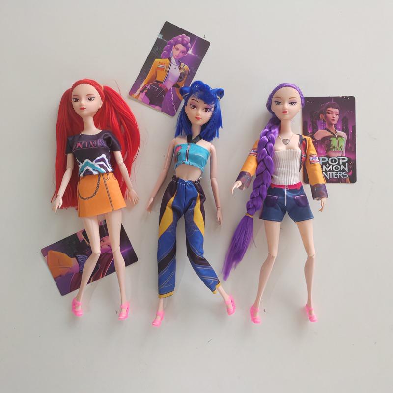 3-Piece Hunter Dolls – Rumi,  Zoey Hunters’ Girl Anime Figures, 2026 Trendy Music & Lighting Cosplay Set, Ideal Birthday Present for Girls