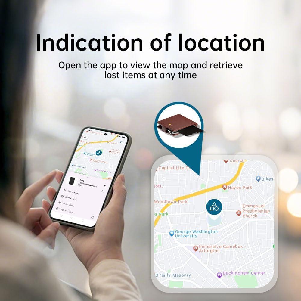 Google Certified Wallet Tracker for Android, Rechargeable BT-compatible Smart Locator, Compatible with Find HUB, for Passport Bag Wallet Luggage