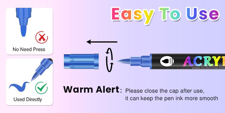 Acrylic paint marker pen, 12/24/36/48/60 Double-headed two-color acrylic paint marker pen, rock painting, wood, canvas, DIY acrylic paint art supplies. Drawing design, decoration and creative tools, Christmas gifts, Acrylic Paint Markers