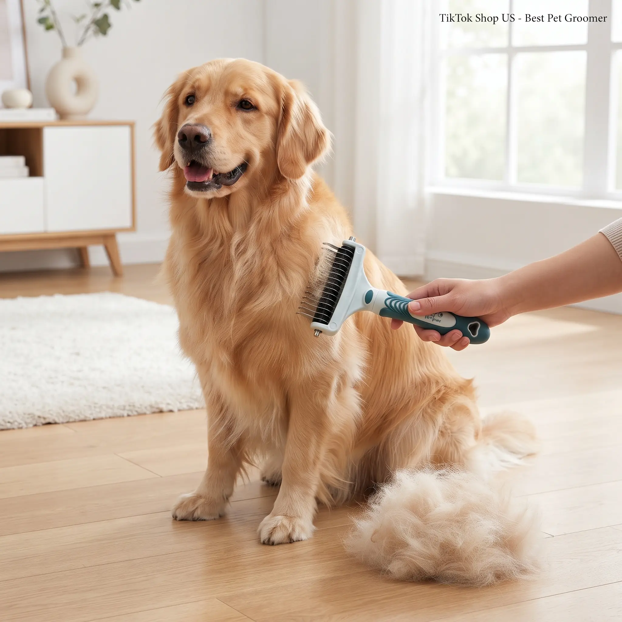 [BLOWOUT CLEARANCE DEAL] Dual-Sided Pet Dematting Undercoat Rake - Dematting Tool with Anti-Slip Grip, Rounded Tips, Steel Teeth, Gentle Deshedding for Thick Long Hair Mats, Holiday Gift for Large Dogs, 100% Brand New