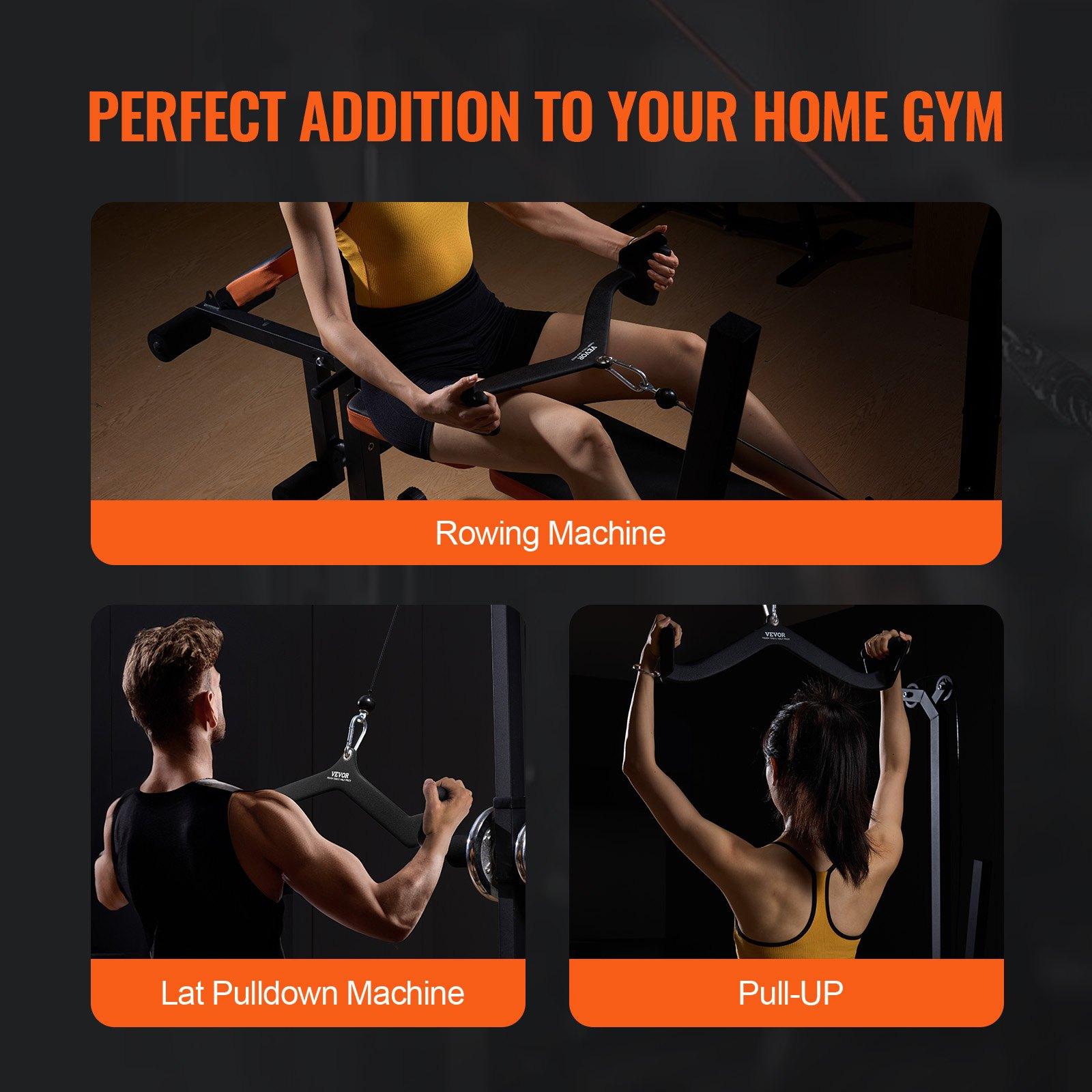 【FathersDayGift】VEVOR LAT Pulldown Attachment, Cable Machine Rowing V-bar Attachment, Tricep Pull Down Bar, Back Strength Training Rubber Coated Handle Grip, Bicep Curl Tricep Lat Pulldown Bar for Home Gym Fitness