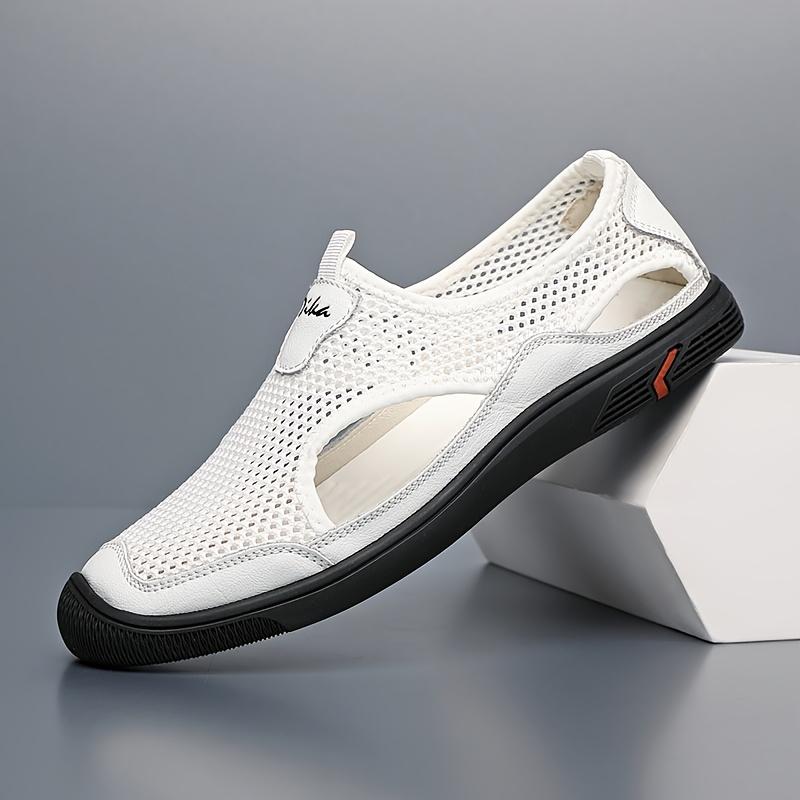 Men's new summer fashion sandals, mesh breathable casual sports shoes, trendy versatile non-slip wear-resistant comfortable trendy shoes, outdoor simple hiking shoes