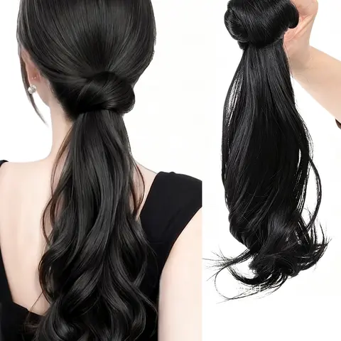 Glamorous Big Wave Claw Clip Ponytail Clip In Extension Pony Tails Hair Extensions 16 Inch Loose Wavy Ponytail Natural Fluffy Look for Daily and Festive Use Womens Delicate Ponytail Hair Accessory Claw Clip Ponytail Synthetic Soft Hairpieces
