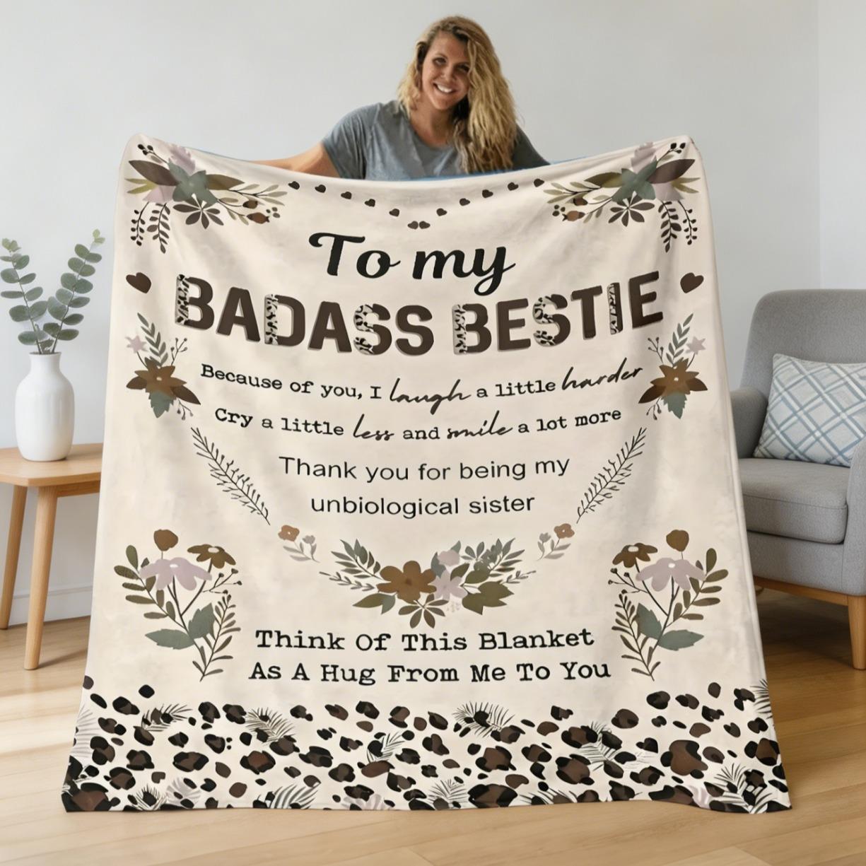 Sister BFF Flannel Blanket, Best Friend Gift Throw Blanket, Soft Cozy High-Definition Printed Blanket, Sofa Bed Travel Nap Blanket, Perfect Gift