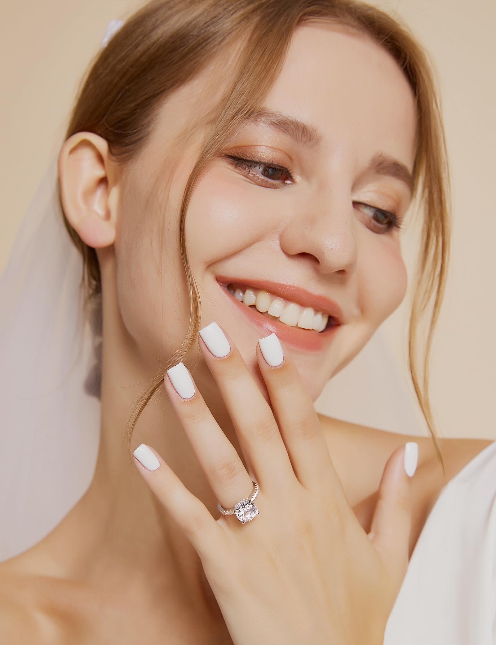 EAMTI 3.5CT 925 Sterling Silver Rings Cushion Cut Cubic Zirconia CZ Engagement Wedding Bands for Women Promise Rings for Her