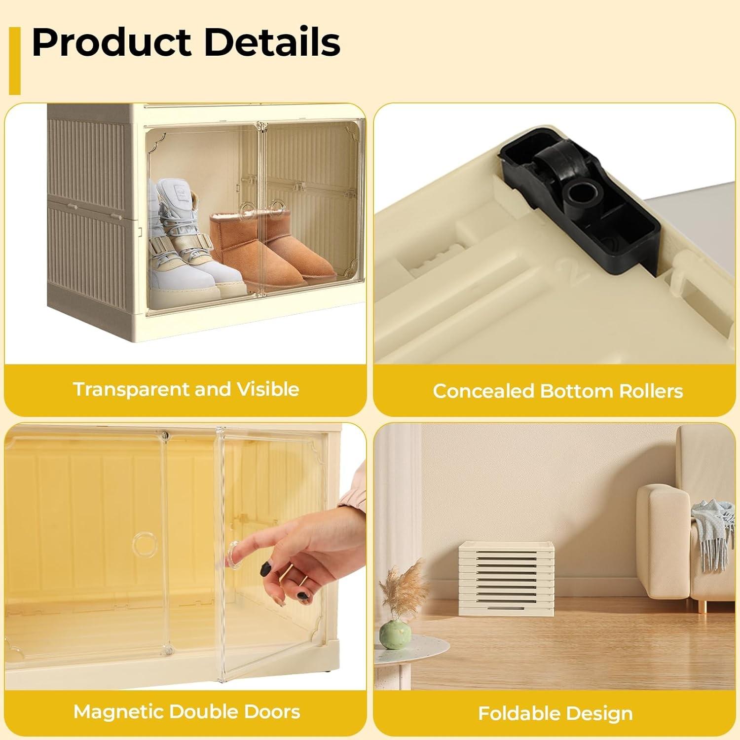 Multi-Layer Foldable Shoe Box, Dustproof Thickened Plastic, Sneaker Shoe Storage Box, Stackable Cabinet, Transparent Organizers Rack