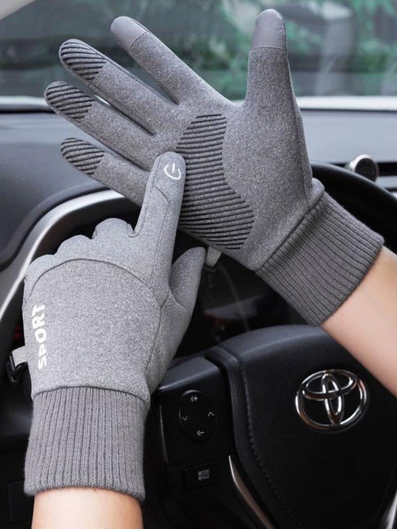 Men's Polyester Fleece Lined Gloves, Waterproof Windproof Touchscreen Compatible, Ideal for Skiing Cycling Motorcycle Outdoor Sports Motorbike Gloves