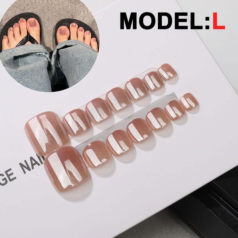 14-Piece Gradient Nude Toe Nails, S/m/l Sizes, Includes Jelly Glue & File, Removable Square Nail Art Stickers, Perfect for Festivals