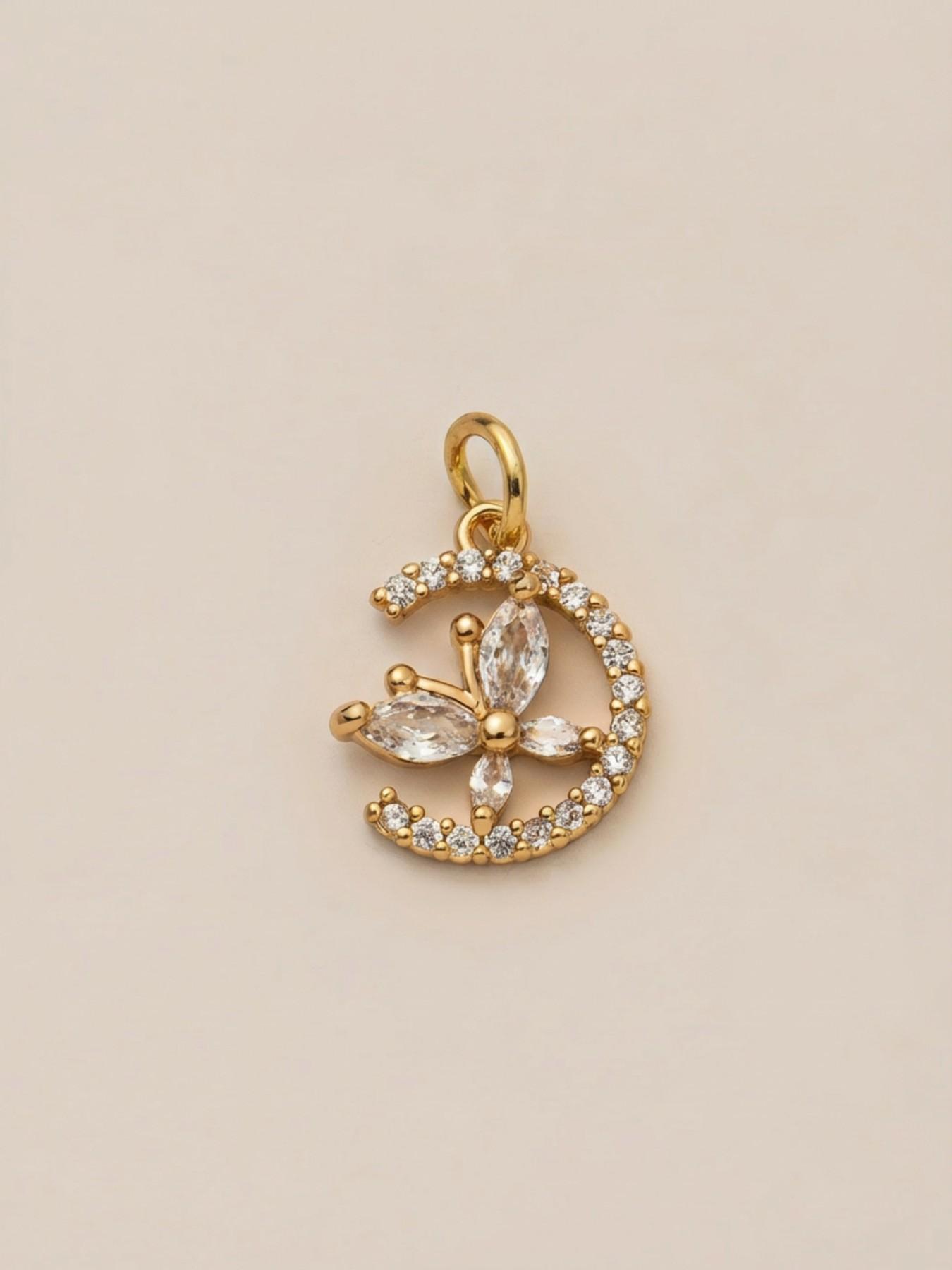 1PC stylish commuter bohemian style pendant, set with synthetic cubic zirconia, featuring a bow, butterfly moon, lemon cherry, and other fruit motifs. Made of 18K gold-plated copper, this DIY fashion accessory is suitable for keychains, bags, and jewelry.