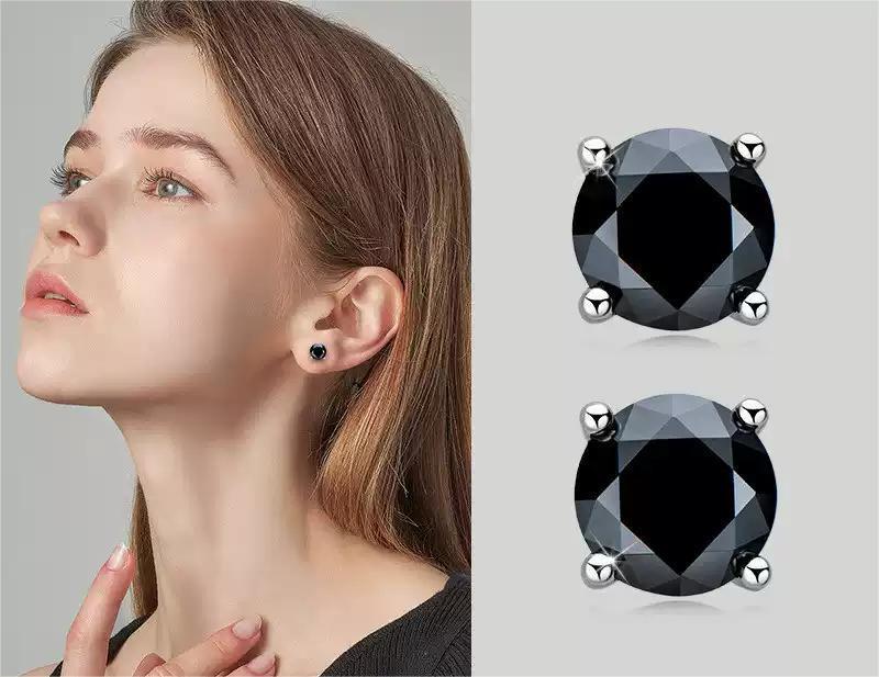 Delzzad 18k Gold-Plated Four-Prong Stud Earrings Round Lab-Created Moissanite Stud Earring S925 Sterling Silver Moissanite Jewelry Perfect Birthday Mother’s Day Christmas Gift for Men Women Wedding Set Daily Anniversary Engagement Gift