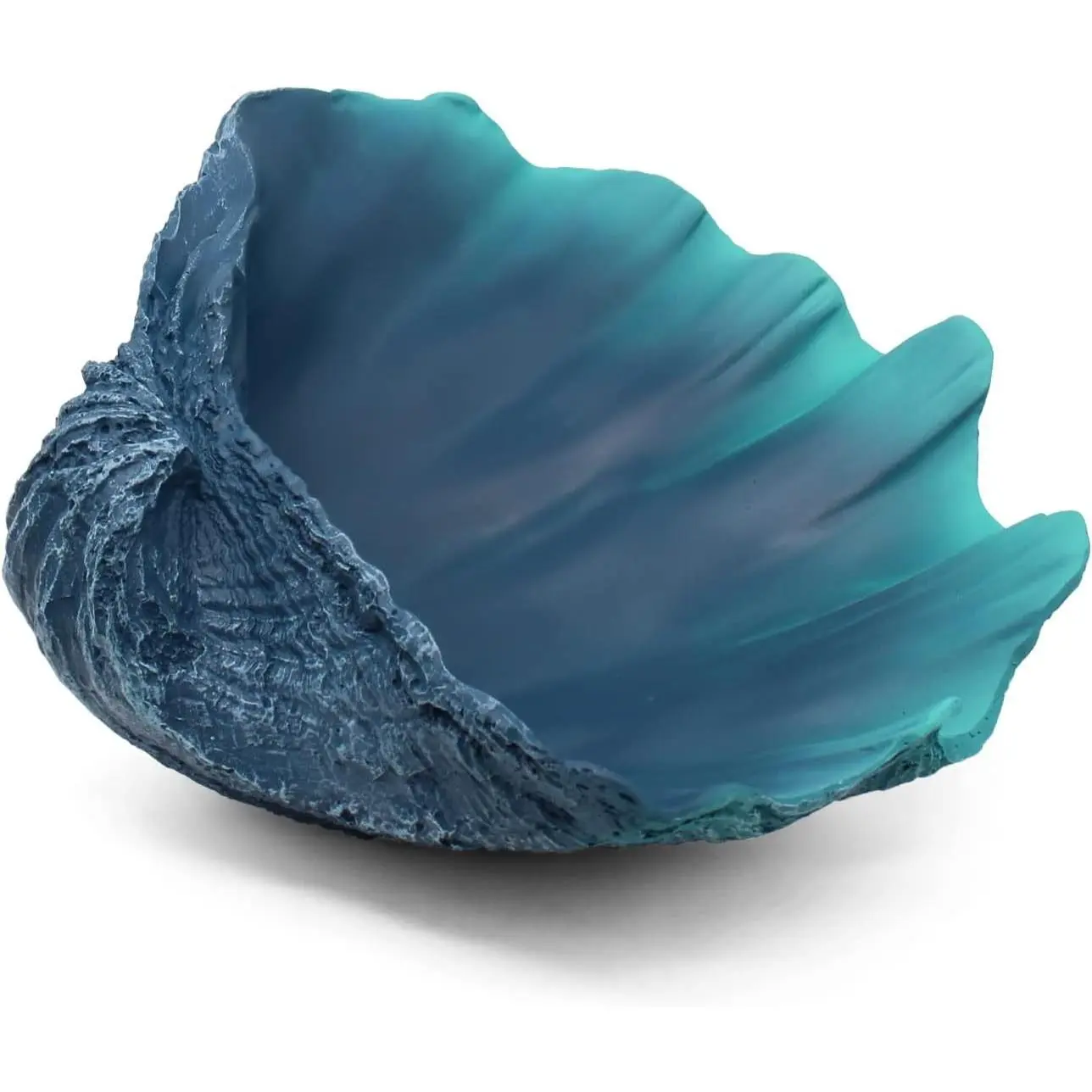 1PC 10.2" Large Caribbean Blue-Aqua Resin Clam Shell Tableware Bowl, Nautical Coastal Home Decorative Storage Bowl