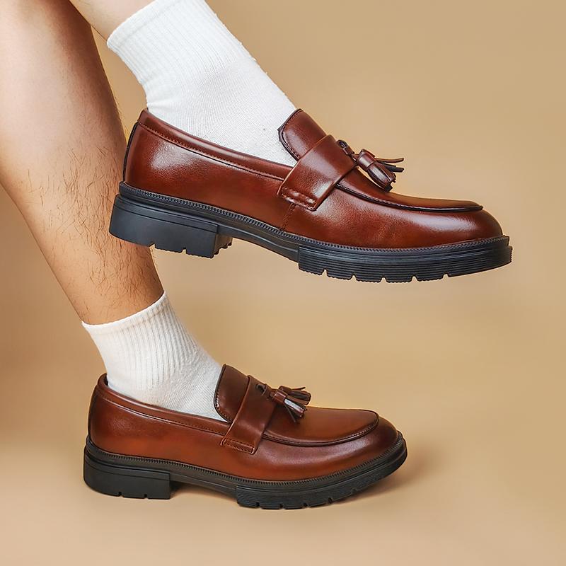 Men's Tassel Slip-On Loafers Comfort Wide Round Toe Non Slip Lug Sole Slip On Dress Shoes Business Office Casual Shoes Footwear Flat Flatform Formal Boy Slipon campingessentials,shoes for back to school,back to school shoes